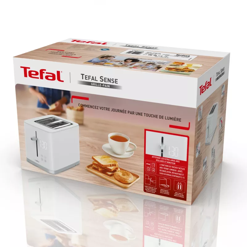 Skrudintuvas Tefal Sense TT6931 — 2 griežinėliai, 850 W, baltas, 7 skrudinimo lygiai, LED ekranas