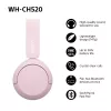 Sony WHCH520P.CE7 belaidės ausinės, 20-20000 Hz, skambučiai/muzika, 147 g, rožinė