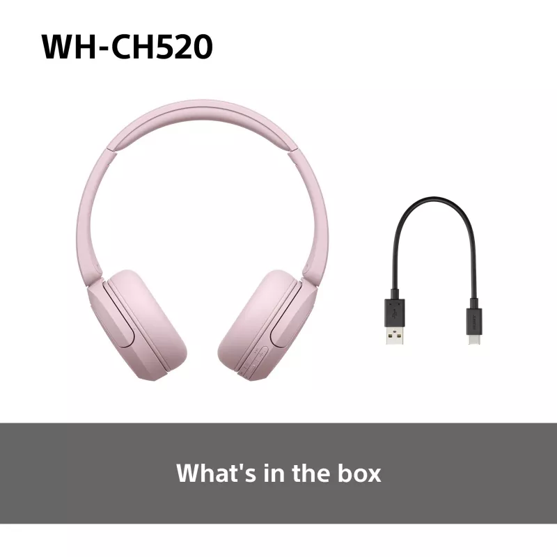 Sony WHCH520P.CE7 belaidės ausinės, 20-20000 Hz, skambučiai/muzika, 147 g, rožinė