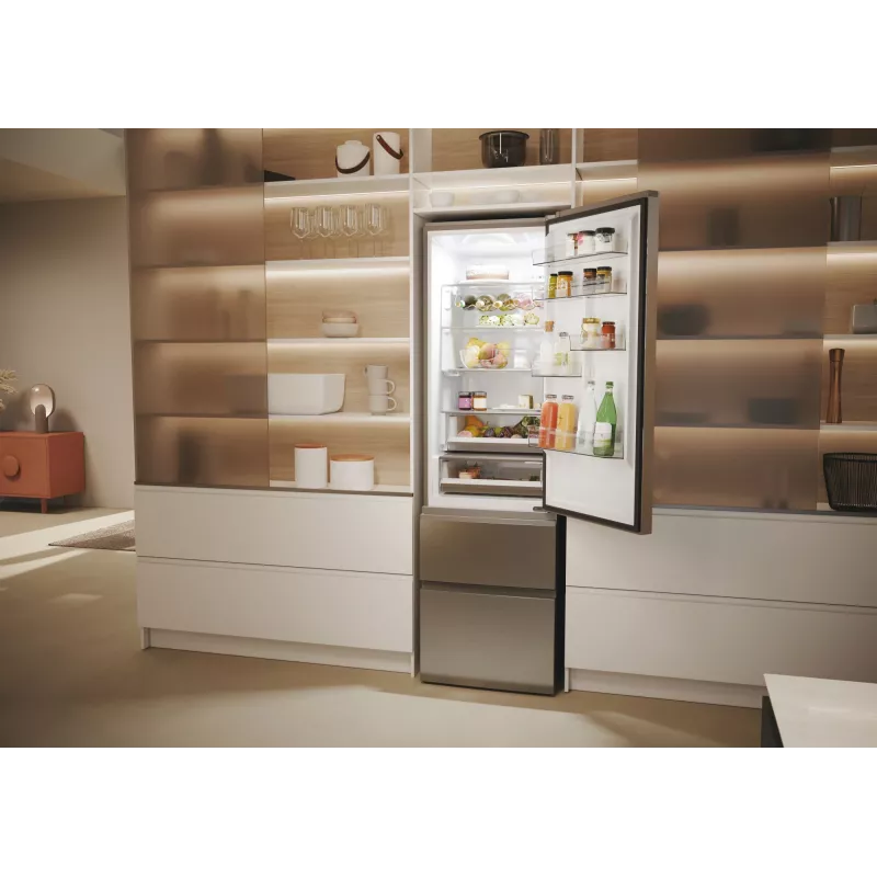 Šaldytuvas Haier 3D 60 Serie 5 HTW5620DNMG, 414 L, No Frost, sidabrinis