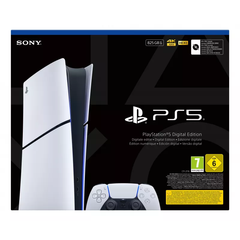 Sony PlayStation 5 Digital Edition (Slim) 825 GB Wi-Fi juoda, balta