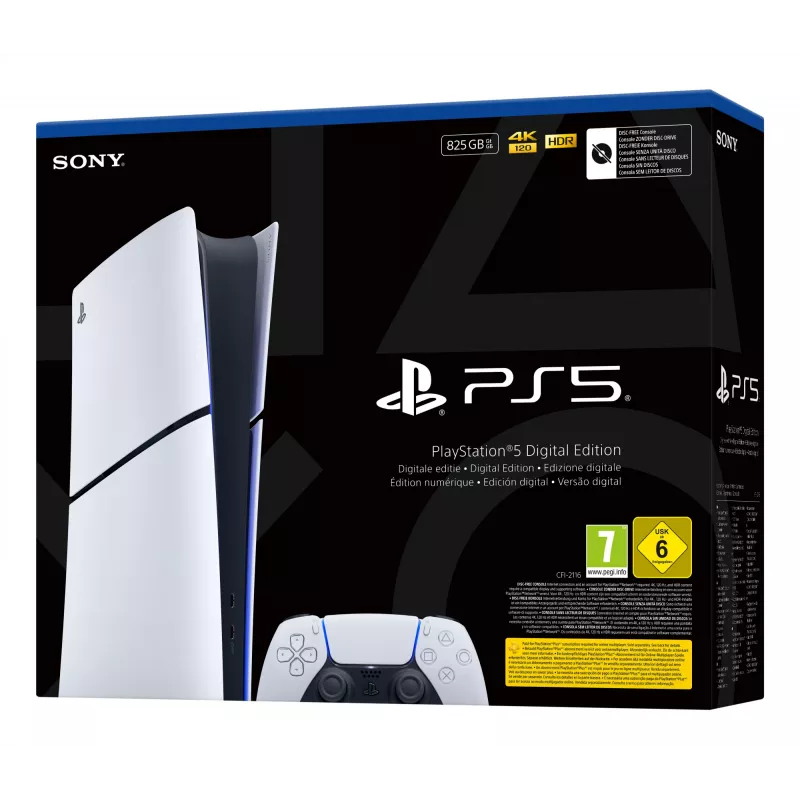 Sony PlayStation 5 Digital Edition (Slim) 825 GB Wi-Fi juoda, balta
