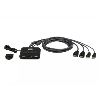 ATEN 2-Port USB FHD HDMI KVM jungiklis, 1920 x 1200 pikselių, Full HD, 1,518 W, juodas