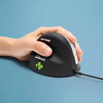 R-Go HE Break ergonominė vertikali pelė su pertraukų programine įranga, vidutinė (rankos dydis 165-185 mm), kairiarankiams, laidinė, juoda