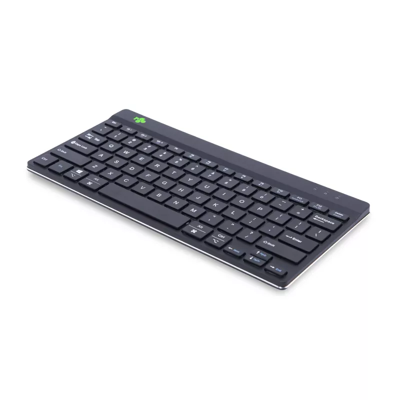 R-Go Tools ergonominė klaviatūra R-Go Compact Break, kompaktiška klaviatūra su pertraukų programine įranga, QWERTY (US), Bluetooth, juoda