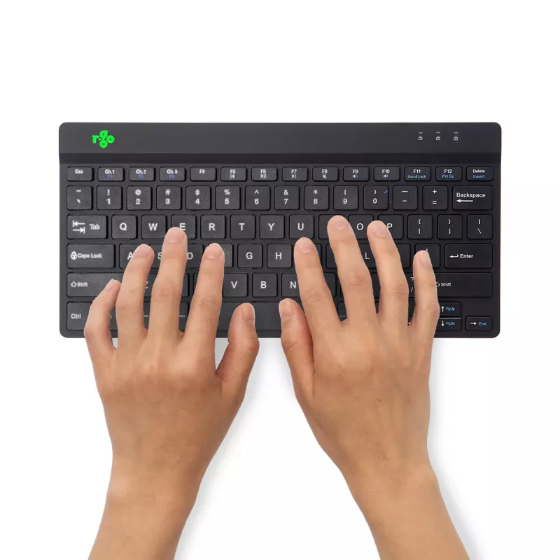 R-Go Tools ergonominė klaviatūra R-Go Compact Break, kompaktiška klaviatūra su pertraukų programine įranga, QWERTY (US), Bluetooth, juoda