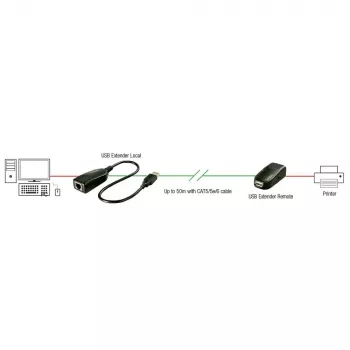 Lindy 50 m USB 2.0 Cat.6 ilgintuvas, tinklo siųstuvas ir imtuvas, 50 m, 480 Mbit/s, Cat5, Cat5e, Cat6, LG-8311, juoda