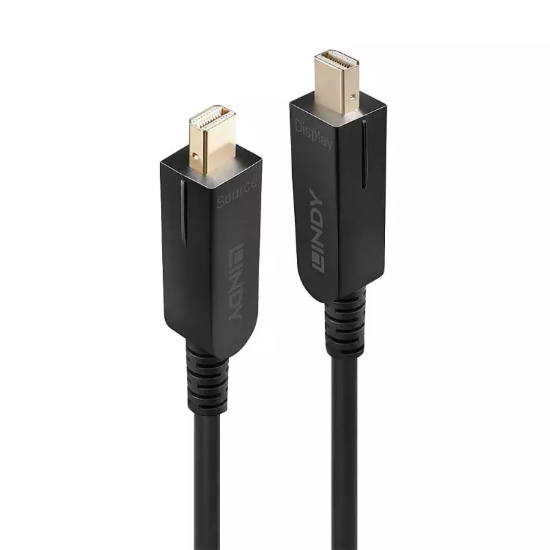 Lindy 50 m hibridinis šviesolaidinis Mini DisplayPort 1.4 laidas su nuimamomis DP jungtimis