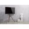 Manhattan 461795 judamas TV stovas su trikoje atramomis, nešiojamas, 45–65 col. (114,3–165,1 cm), maks. 32 kg, aliuminis, plienas, riešutmedis, juodas ir rudas