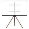 Manhattan 461795 judamas TV stovas su trikoje atramomis, nešiojamas, 45–65 col. (114,3–165,1 cm), maks. 32 kg, aliuminis, plienas, riešutmedis, juodas ir rudas