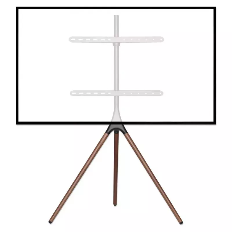 Manhattan 461795 judamas TV stovas su trikoje atramomis, nešiojamas, 45–65 col. (114,3–165,1 cm), maks. 32 kg, aliuminis, plienas, riešutmedis, juodas ir rudas