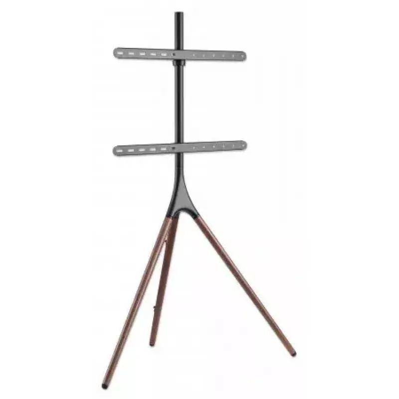 Manhattan 461795 judamas TV stovas su trikoje atramomis, nešiojamas, 45–65 col. (114,3–165,1 cm), maks. 32 kg, aliuminis, plienas, riešutmedis, juodas ir rudas