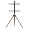 Manhattan 461795 judamas TV stovas su trikoje atramomis, nešiojamas, 45–65 col. (114,3–165,1 cm), maks. 32 kg, aliuminis, plienas, riešutmedis, juodas ir rudas