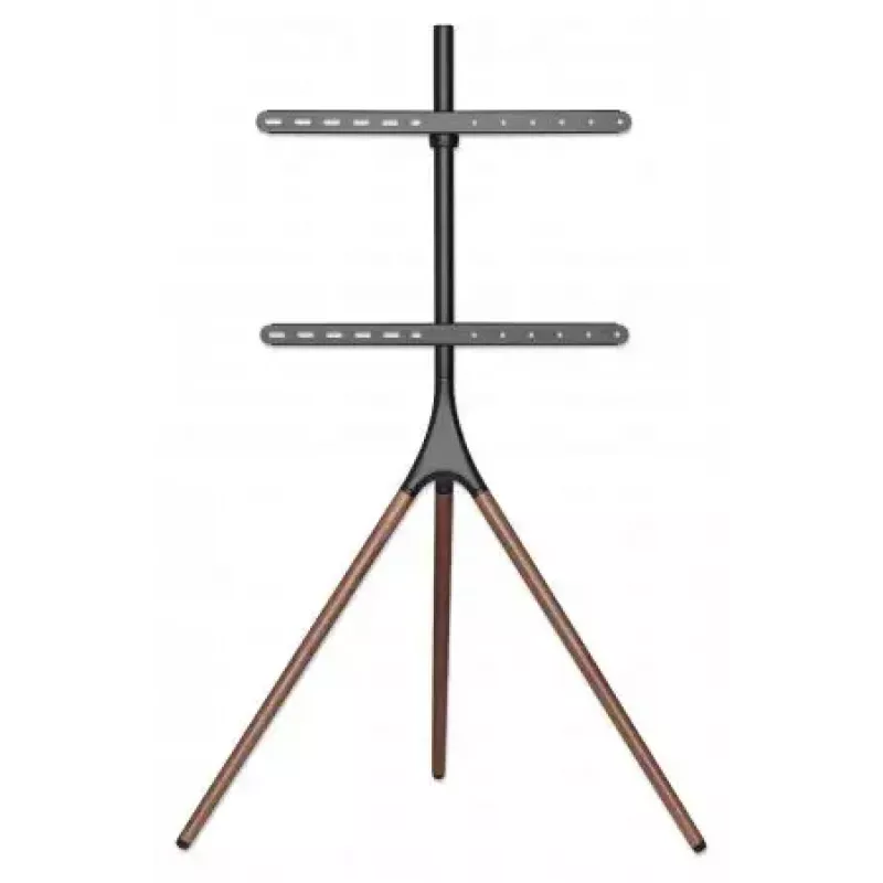 Manhattan 461795 judamas TV stovas su trikoje atramomis, nešiojamas, 45–65 col. (114,3–165,1 cm), maks. 32 kg, aliuminis, plienas, riešutmedis, juodas ir rudas