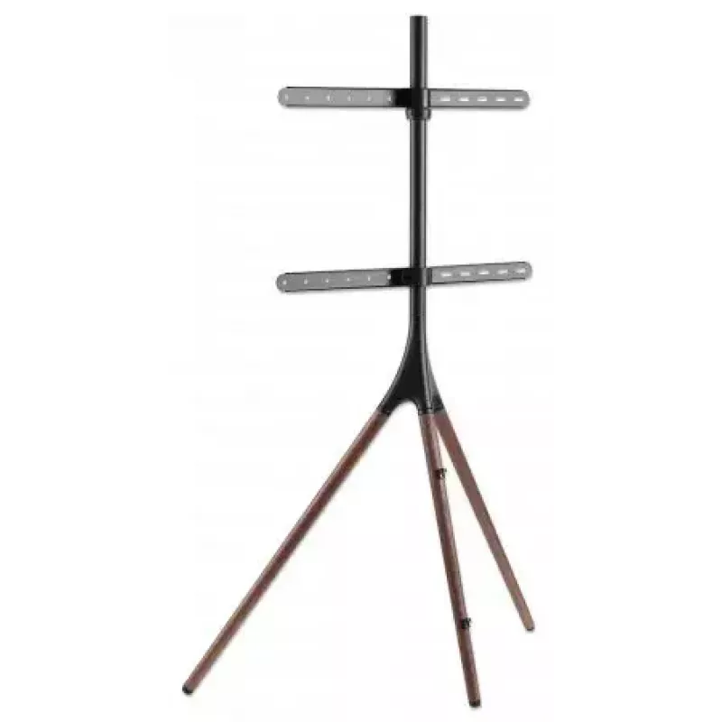 Manhattan 461795 judamas TV stovas su trikoje atramomis, nešiojamas, 45–65 col. (114,3–165,1 cm), maks. 32 kg, aliuminis, plienas, riešutmedis, juodas ir rudas