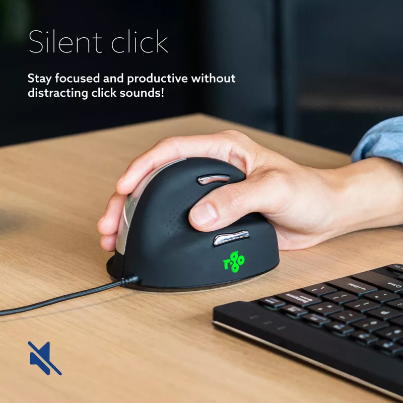 Ergonominė pelė R-Go HE Break su pertraukų programine įranga, didelė (rankos dydis ≥ 185 mm), dešinei rankai, laidinė, juoda