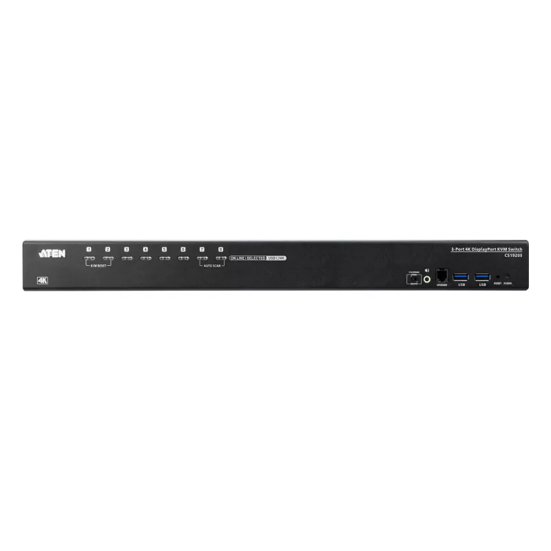 ATEN CS19208 8 prievadų USB 3.0 DisplayPort KVM jungiklis, 4K Ultra HD, 4096 x 2160, juodas