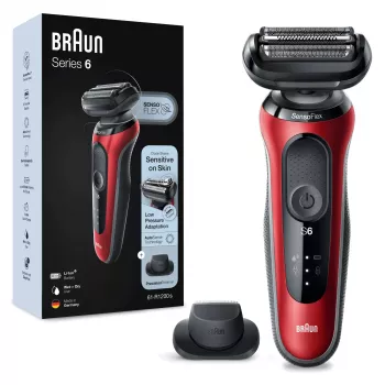 Foilinis skustuvas Braun Series 6 61-R1200s SensoFlex SensoFoil juodai raudonas
