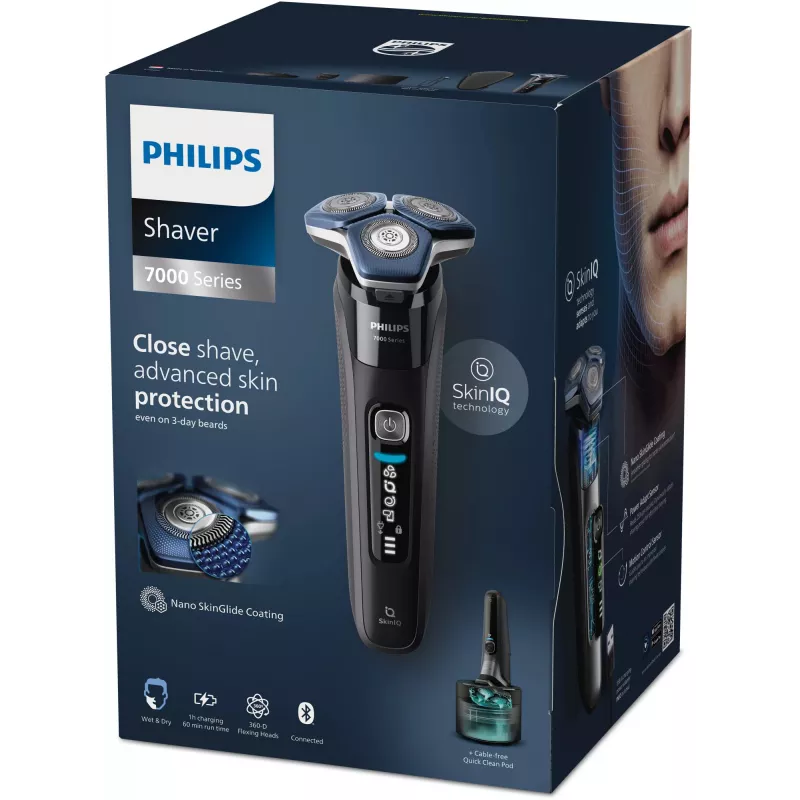 Elektrinis rotacinis skustuvas Philips Series 7000 S7886/58 — 3 galvutės, šlapias ir sausas, ličio jonų baterija, 60 min veikimo laikas