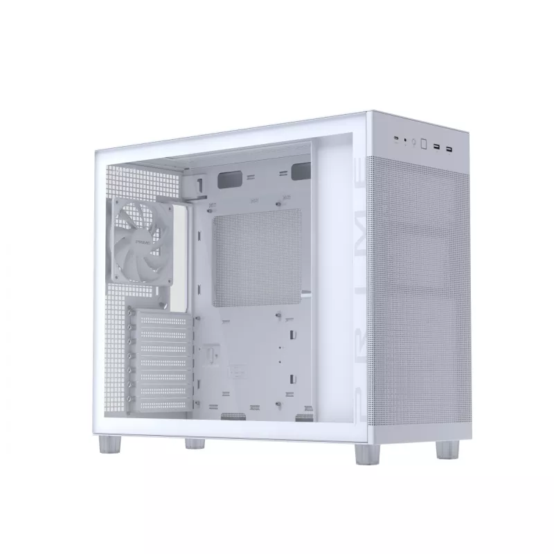 ASUS PRIME AP303 TG 90DC00V3-B39010 Midi Tower PC korpusas, ATX/Micro-ATX, grūdintas stiklas, 2x USB 3.2, be maitinimo šaltinio, baltas