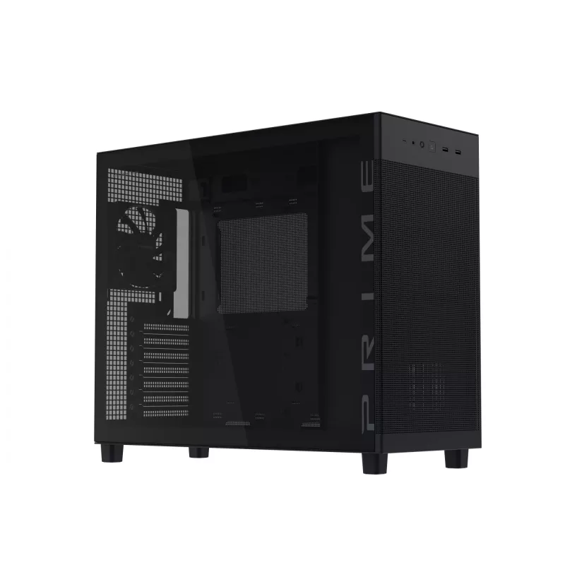 ASUS PRIME AP303 TG 90DC00V0-B39010 Midi Tower PC korpusas, ATX/Micro-ATX/Mini-ITX, grūdintas stiklas, 2x USB 3.2, be maitinimo šaltinio, juodas