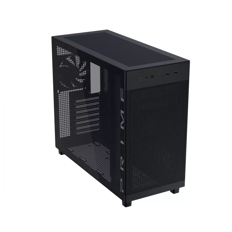 ASUS PRIME AP303 TG 90DC00V0-B39010 Midi Tower PC korpusas, ATX/Micro-ATX/Mini-ITX, grūdintas stiklas, 2x USB 3.2, be maitinimo šaltinio, juodas