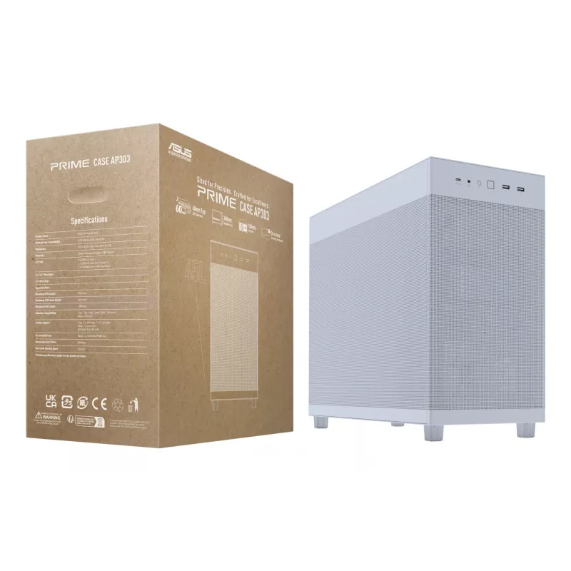 Korpusas ASUS PRIME AP303 Mesh Midi Tower Baltas
