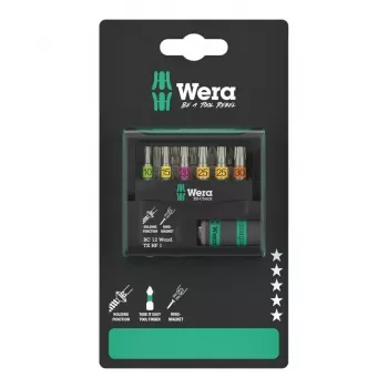 Wera 05073641001 Bit-Check 12 Wood TORX HF 1 SB bitų rinkinys