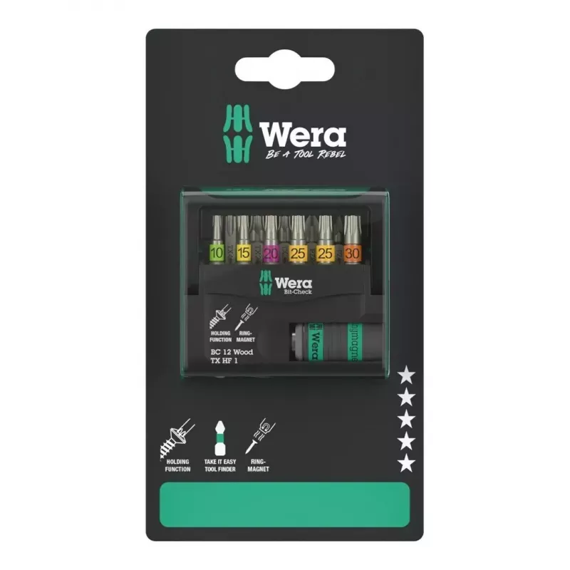 Wera 05073641001 Bit-Check 12 Wood TORX HF 1 SB bitų rinkinys