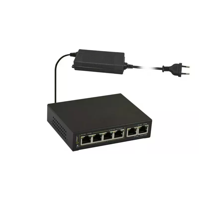 PULSAR Gigabit PoE Switch SG-64 — 4 PoE prievadai, 2 uplink prievadai