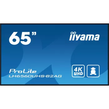 „iiyama“ LH6560UHS-B2AG skaitmeninės reklamos ekranas 163,8 cm (64,5 col.) LED Wi-Fi 500 cd/m² 4K Ultra HD juodas su Android 11 24/7