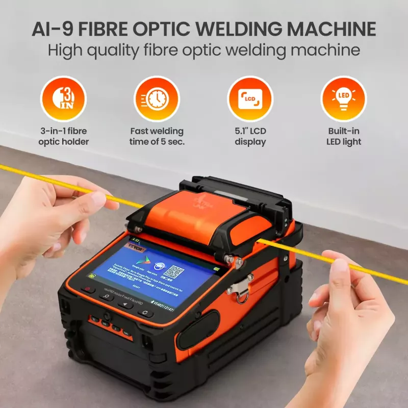 Suvirinimo aparatas pluoštiniams kabeliams Extralink AI-9, 7800mAh baterija, LED lempa, LCD 5,1 colio
