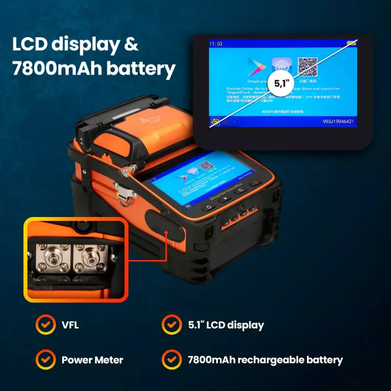 Suvirinimo aparatas pluoštiniams kabeliams Extralink AI-9, 7800mAh baterija, LED lempa, LCD 5,1 colio