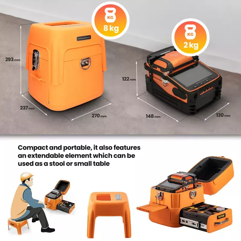 Suvirinimo aparatas pluoštiniams kabeliams Extralink AI-9, 7800mAh baterija, LED lempa, LCD 5,1 colio