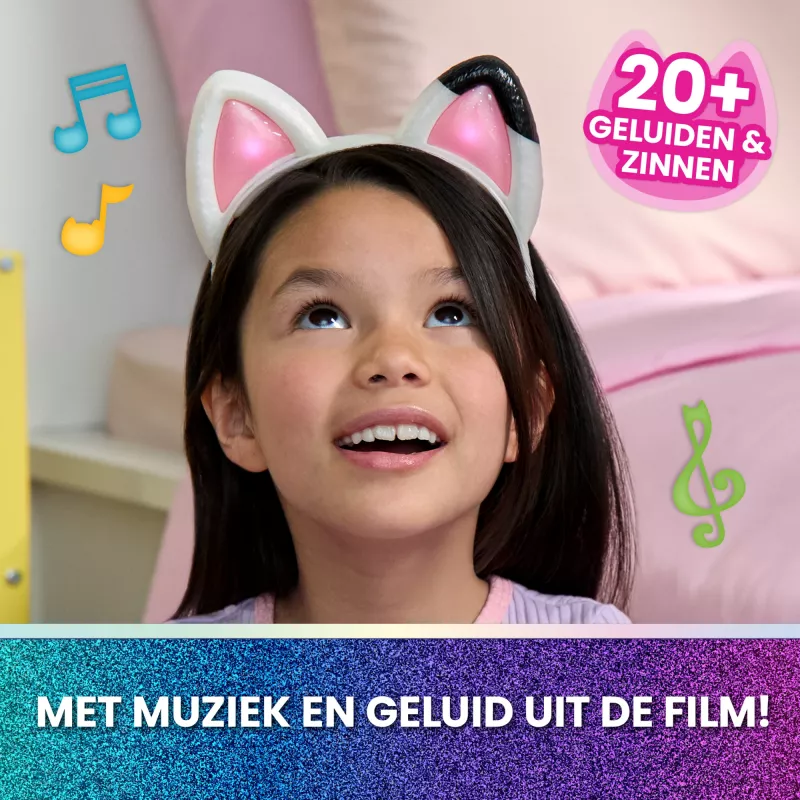Gabby's Dollhouse: Filmas – Meow-mazing interaktyvios ausys, galvos juosta su šviesomis, garsais ir 3 žaidimo režimais, vaikų žaislai mergaitėms ir berniukams nuo 3 metų