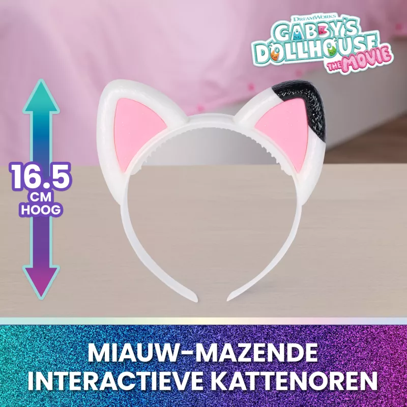 Gabby's Dollhouse: Filmas – Meow-mazing interaktyvios ausys, galvos juosta su šviesomis, garsais ir 3 žaidimo režimais, vaikų žaislai mergaitėms ir berniukams nuo 3 metų