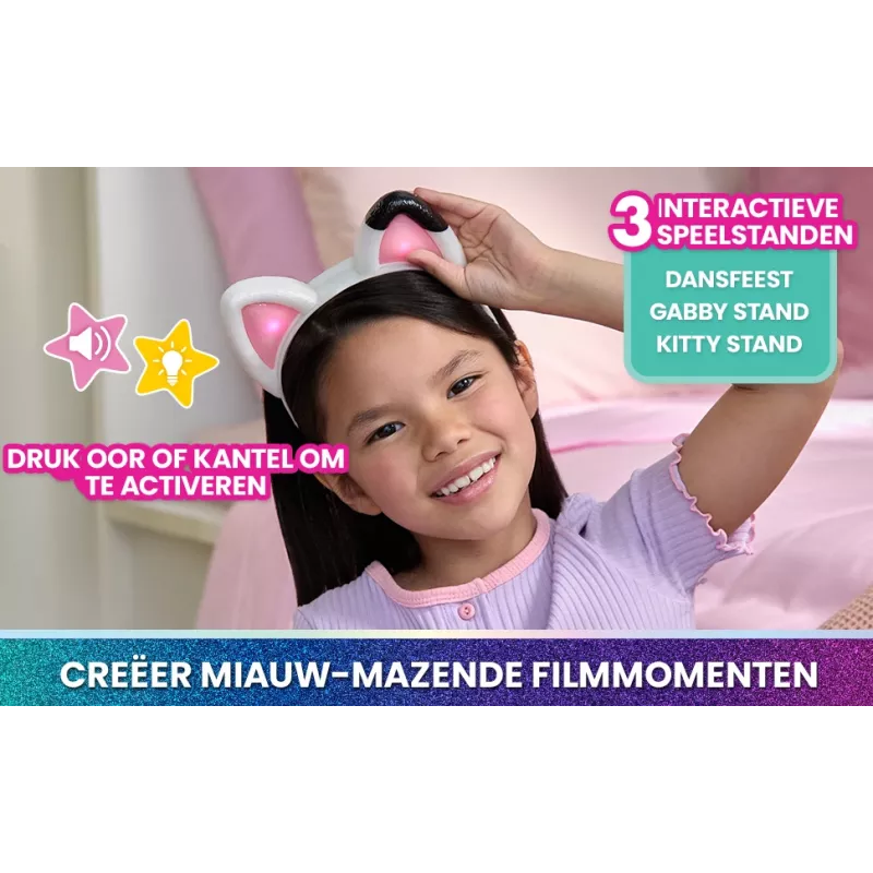 Gabby's Dollhouse: Filmas – Meow-mazing interaktyvios ausys, galvos juosta su šviesomis, garsais ir 3 žaidimo režimais, vaikų žaislai mergaitėms ir berniukams nuo 3 metų