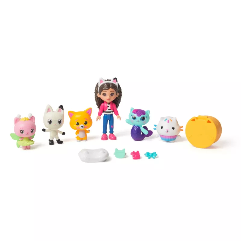 Gabby's Dollhouse DREAMWORKS Filmas, Cat-venture Crew rinkinys, 11 dalių žaislų figūrėlių rinkinys su aksesuarais, žaislai vaikams nuo 3 metų