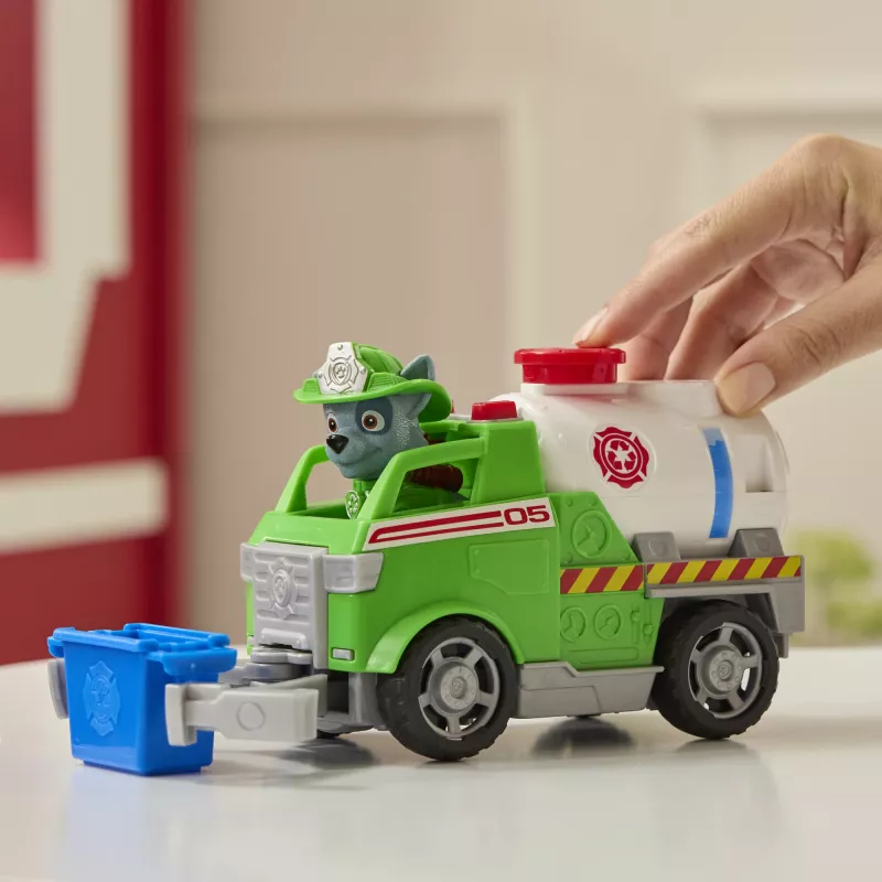 PAW Patrol ugniagesių gelbėjimo tanklaivis „Rocky Rescue“ su veikėjo figūrėle, griebimo nagais ir žaisliniu sunkvežimiu, vaikams nuo 3 metų