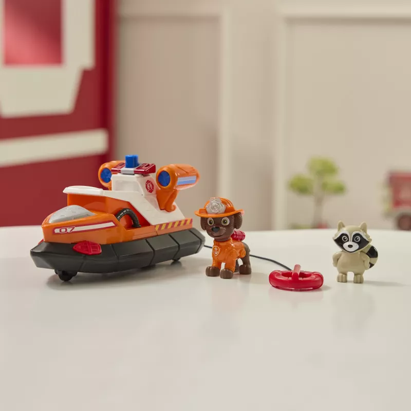 PAW Patrol Fire Rescue: Zuma gelbėjimo valtis su figūrėle, gelbėjimo ratu, meškėnu ir žaisline valtimi, vaikiški žaislai berniukams ir mergaitėms nuo 3 metų