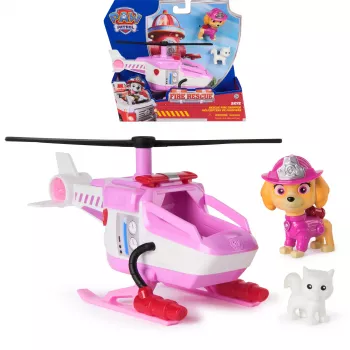 PAW Patrol Fire Rescue: Skye gelbėjimo sraigtasparnis su figūrėle, kačiuku ir žaisliniu sraigtasparniu, vaikiški žaislai berniukams ir mergaitėms nuo 3 metų