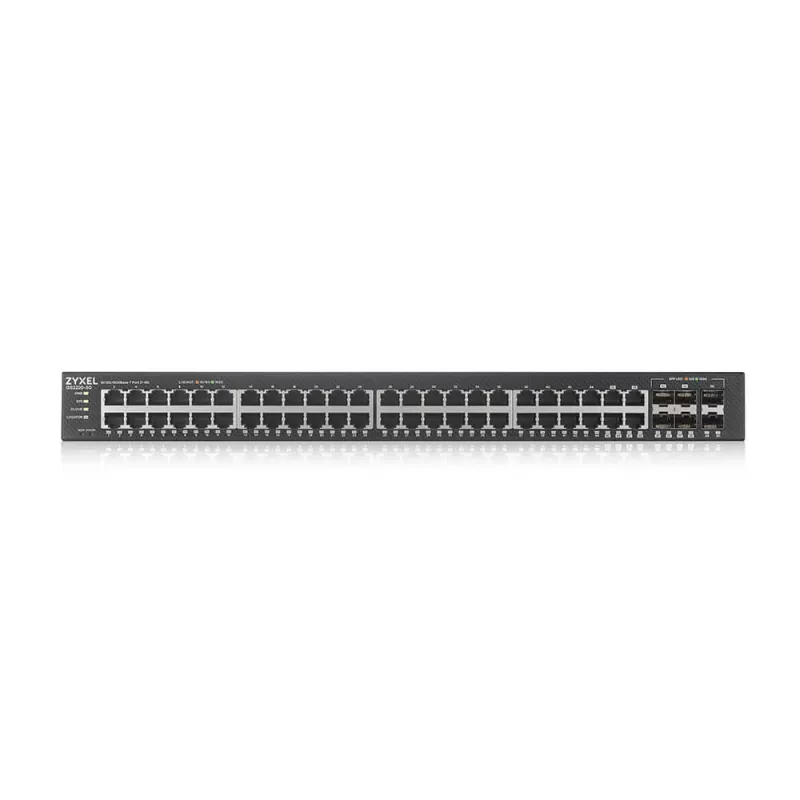 Zyxel GS2220-50-EU0101F valdomas L2 Gigabit Ethernet komutatorius (44 prievadai RJ-45 + kombinuoti/SFP, 100 Gbit/s, juodas)