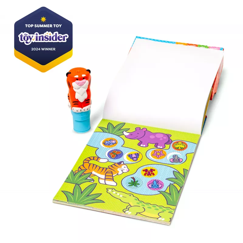 Melissa & Doug Sticker WOW 24 puslapių užduočių bloknotas su lipdukų štampavimo įrenginiu, 300 lipdukų, meno ir amatų fidget žaislas, kolekcionuojamas personažas – Tigras - FSC sertifikuotas