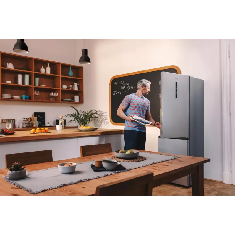 Gorenje Kombinuotas šaldytuvas-šaldiklis NRK619CAXL4 SI, 304 L, SN-N, 6 kg/24h, C, Fresh zone skyrius, Pilka