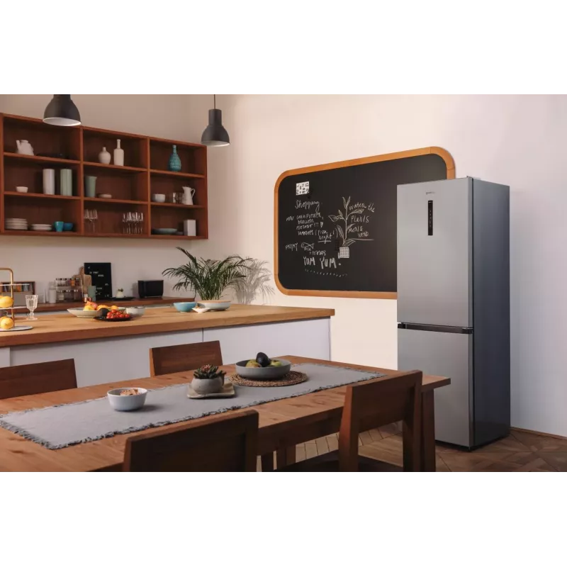 Gorenje Kombinuotas šaldytuvas-šaldiklis NRK619CAXL4 SI, 304 L, SN-N, 6 kg/24h, C, Fresh zone skyrius, Pilka