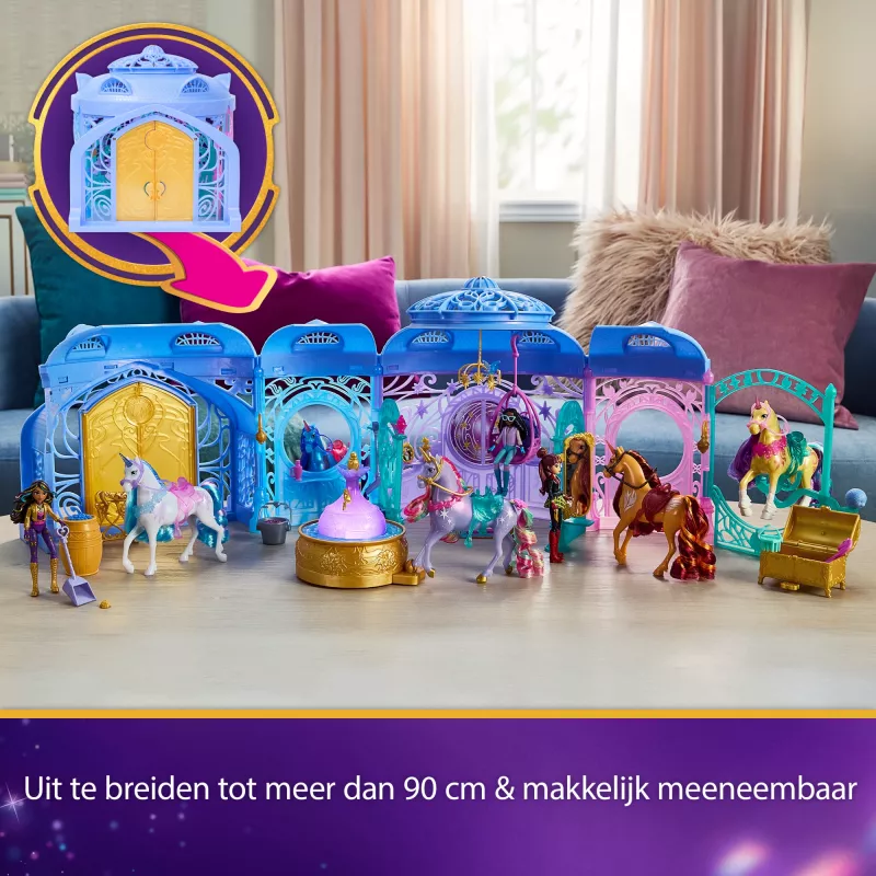 Žaidimų rinkinys Spin Master Unicorn Academy Starglow fontanas ir arklidės su šviesos ir garso efektais