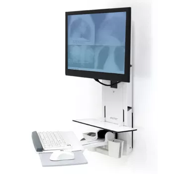 ERGOTRON Styleview sėdėjimo-stovėjimo vertikalus kėlimo stovas pacientų kambariui (baltas)