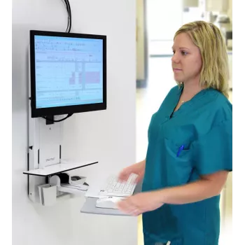 ERGOTRON Styleview sėdėjimo-stovėjimo vertikalus kėlimo stovas pacientų kambariui (baltas)