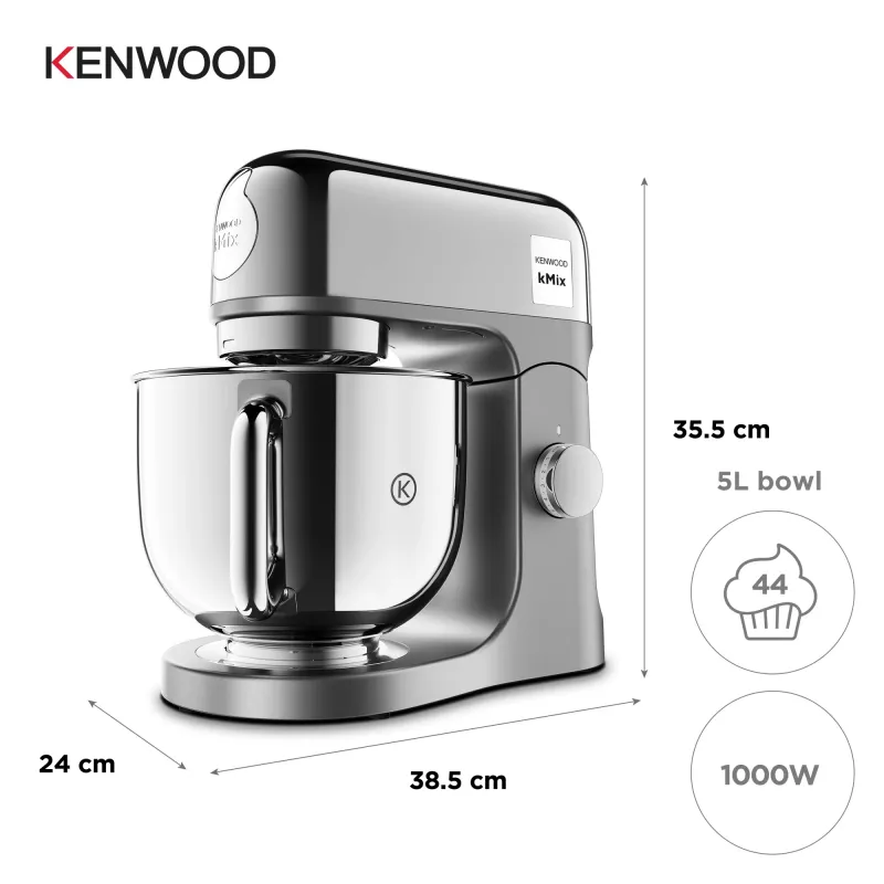 Kenwood kMix Special Edition KMX760ACH stacionarus maišytuvas — 1000 W, chromuotas, nerūdijančio plieno dubuo