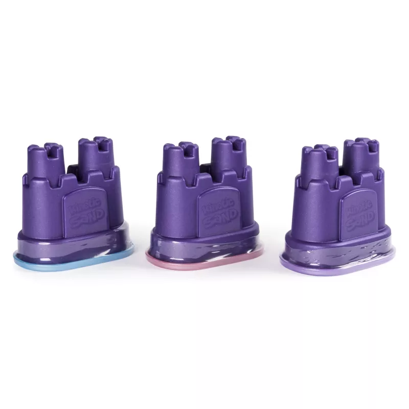 Kinetic Sand Shimmer 3 rinkinys su formelėmis ir 12 uncijų smėlio, vaikų kinetinis smėlis, 4 m., netoksiškas, plastikas, mėlyna, rožinė, violetinė